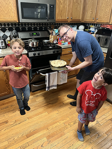 David and Nephews in the kitchen